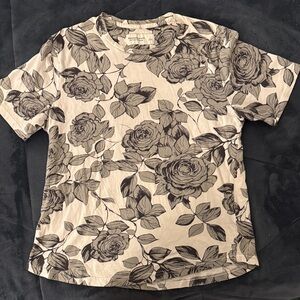 Abercrombie & Fitch Floral Short Sleeve Tee - Black and Cream